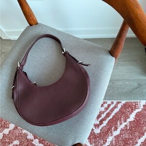 Burgundy Plum Faux Leather Hobo Bag